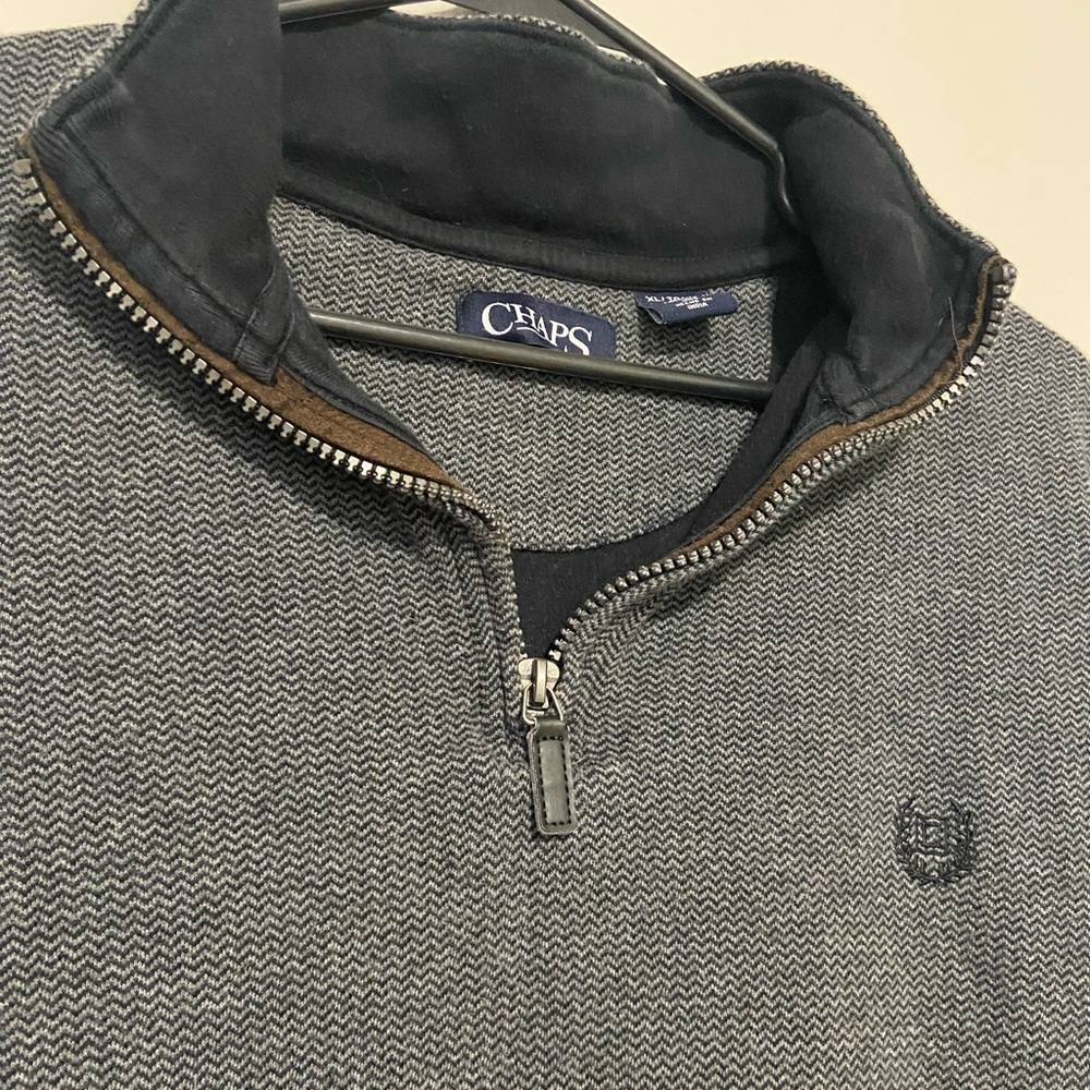 Chaps Men's Black and Gray Zip-Up Sweater